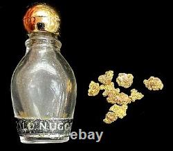 Gold Natural Alaskan Yukon Nuggets 1.2 Grams Prospector Type In Glass Bottle