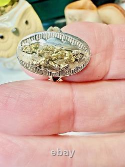 Gold Nugget & 925 Streling Silver Ring
