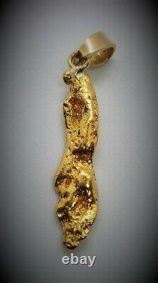 Gold Nugget Pendant 22K with 18K Solid Yellow Gold Bale