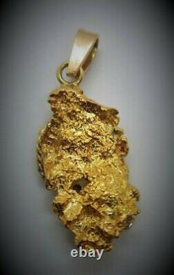 Gold Nugget Pendant 22K with 18K Solid Yellow Gold Bale and Mintabie Opal