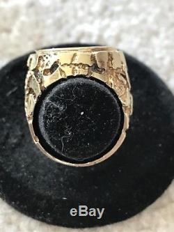 Gold Nugget Ring Ammolite Gemstone Canada Canadian Natural Stone 14k