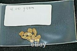 Gold Nuggets 4.00 Gram, Alaskan Natural Placer # 6, Hi Purity, Low Shipping