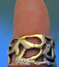 Gold Ring Hand Made Natural Mesh Nugget 9 Grams 10mm Wide Size 5 14k Raw