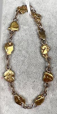 Gold Rush Natural Gold Nugget Bracelet 7.25 Long 9 Nuggets 16.0g 24k