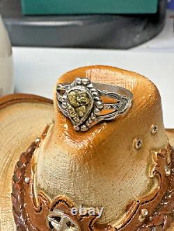 Gold nugget & 925 Silver ring