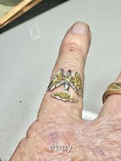 Gold nugget ring on 925 Silver shank