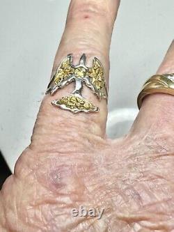 Gold nugget ring on 925 Silver shank