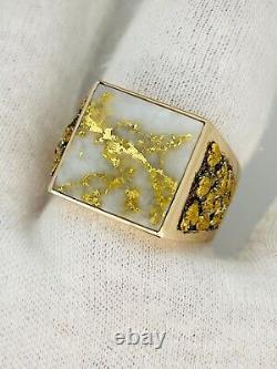 HEAVY 18k Gold in Quartz Nugget Ring Australia Gympie 22k Nuggets SEE VIDEO