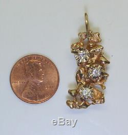 HEAVY Estate Men's 14K Gold Large Nugget Style Pendant with. 24Ct Diamonds 9.45g