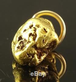HUGE HEAVY 17.6 GRAM NATURAL AS FOUND 22K-24K GOLD NUGGET PENDANT FOB With14K BAIL