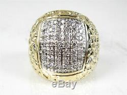 Handsome 10k Yellow Gold Natural. 48ctw Diamond Nugget Mens Ring 7.6g eb5798