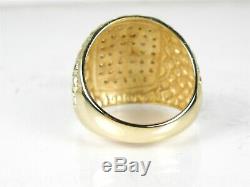Handsome 10k Yellow Gold Natural. 48ctw Diamond Nugget Mens Ring 7.6g eb5798