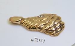 Heavy Hand Made Vintage 14K Yellow Gold Nugget Pendant with. 18 Ct Diamond