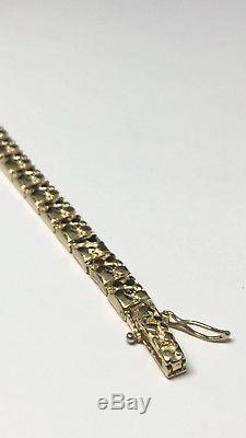 Heavy Natural 14k Yellow Gold Nugget Bracelet 18.60 Gr Solid 5.6 MM Links Nice
