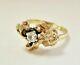 L@@k Vintage Unique Real 14k Yellow Gold Nugget Ring With Diamond Size 3.75 Pinky