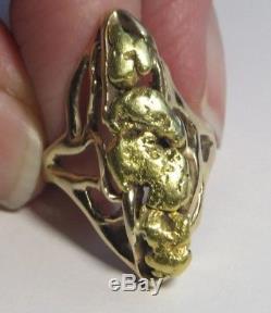 LARGE Alaskan-Yukon Natural Placer Gold Nugget Ring Size 6.5