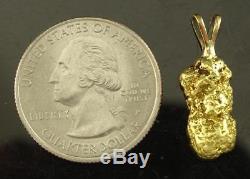 LARGE HEAVY NATURAL AS FOUND 3/4 X 5/16 24K GOLD NUGGET PENDANT FOB With14K BAIL