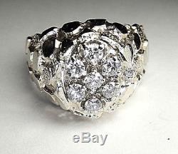 LARGE Men's 14k Yellow Gold 7 Natural Diamond Cluster Nugget Ring Size 13.5