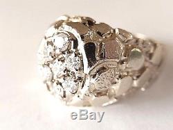 LARGE Men's 14k Yellow Gold 7 Natural Diamond Cluster Nugget Ring Size 13.5