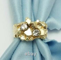 Lab-Created Diamond 14K Yellow Gold Plated Silver Engagement Men's Nugget Ring