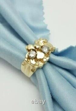 Lab-Created Diamond 14K Yellow Gold Plated Silver Engagement Men's Nugget Ring