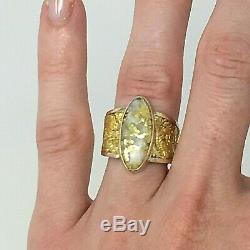 Ladies Natural Gold in Quartz Custom Nugget Ring 14K Plus