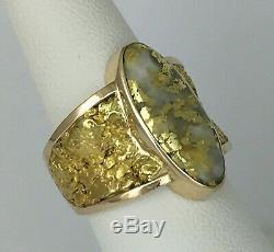 Ladies Natural Gold in Quartz Custom Nugget Ring 14K Plus