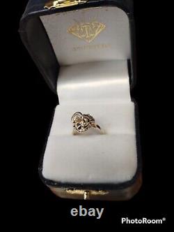 Ladies Nugget With Diamond Accent Ring In 14K Yellow Gold