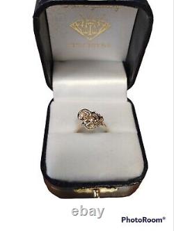 Ladies Nugget With Diamond Accent Ring In 14K Yellow Gold