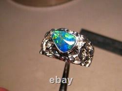 Large Men's Nugget style Opal Ring Sterling silver size 10 3/4