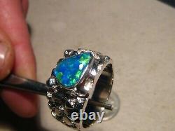 Large Men's Nugget style Opal Ring Sterling silver size 10 3/4