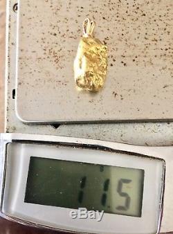 Large Natural Alaskan Placer Gold River Nugget Pendant 11.5 grams
