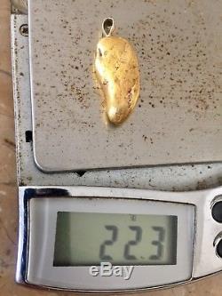 Large Natural Alaskan Placer Gold River Nugget Pendant 22.3 grams