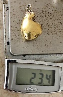 Large Natural Alaskan Placer Gold River Nugget Pendant 22.4 grams