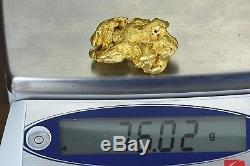 Large Natural Australian Gold Nugget 76.02 Grams, 2.44 Troy Ounces