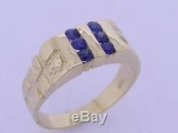 MR011 GENUINE 9K Solid Gold MENS Natural Blue Sapphire NUGGET Ring size S / 9.25