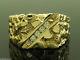 Mr14- Genuine 9ct Yellow Gold Natural Diamond Mens Nugget Ring Size 11