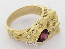 MR39 Genuine 9ct SOLID Yellow GOLD MENS Natural Garnet NUGGET Ring size 10 T1/2