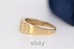 Magic Glo 14 kt Yellow Gold Nugget Ring with. 03 TCW Diamonds Size 9 with Box