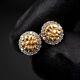 Men's 0.20ct 14k Gold Round Circle Nugget Iced Natural Diamond Stud Earrings