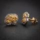 Men's 0.25ct 14k Gold Two Tone Nugget Iced Natural Diamond Stud Earrings