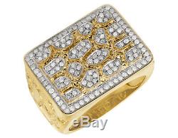 Men's 10K Yellow Gold XL Genuine Diamond Accent Nugget Pinky Ring 1ct 18mm