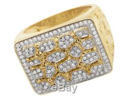 Men's 10K Yellow Gold XL Genuine Diamond Accent Nugget Pinky Ring 1ct 18mm