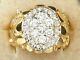 Men's 14k Yellow Gold Diamond-1.11 Tcw Nugget Band Fine Cluster Ring-size 11