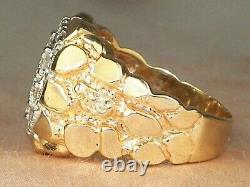 Men's 14k Yellow Gold Diamond-1.11 tcw Nugget Band Fine Cluster Ring-Size 11