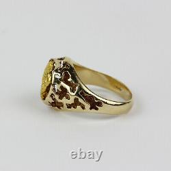 Men's Custom Natural Nugget and 14k Yellow Gold Ring Size 8.5