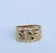 Men's Genuine Diamond Flat Top Nugget Ring With 5 Dia. Acts. 10k Yellow Gold