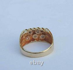 Men's Genuine Diamond Flat Top Nugget Ring with 5 Dia. Acts. 10K Yellow Gold