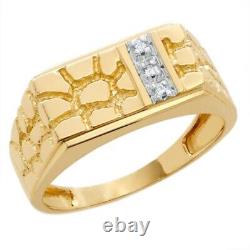 Men's Natural Diamond Accent Rectangle Nugget Ring in 10K Gold