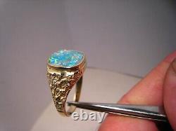 Men' s Opal Ring Solid 14 k Gold Nugget style Neon RED